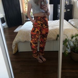 orange / red Rothco utility pants + gray / white